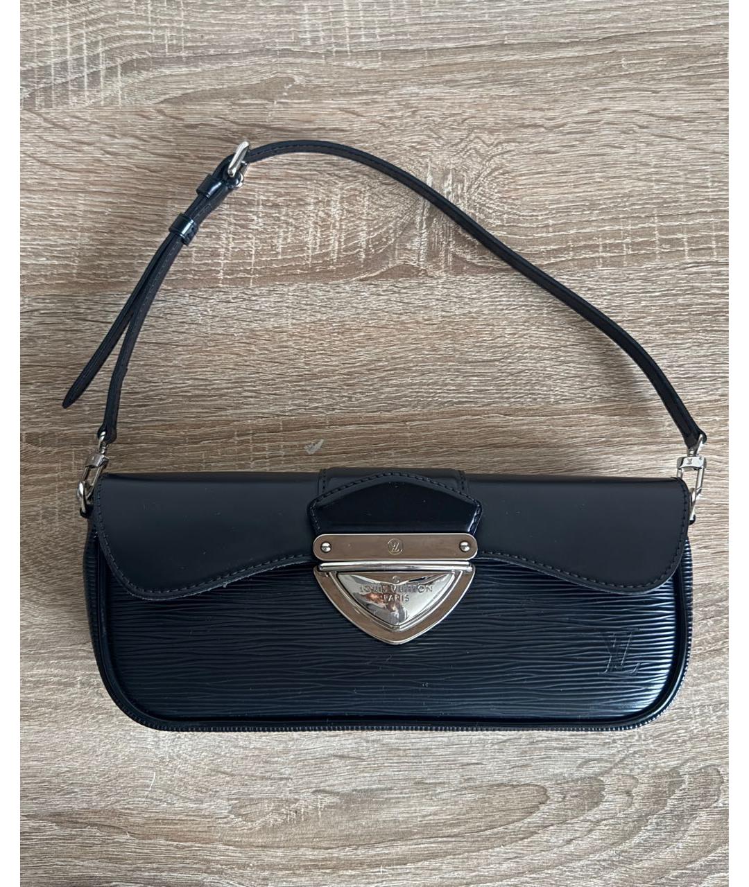 LOUIS VUITTON Черная кожаная сумка с короткими ручками, фото 9