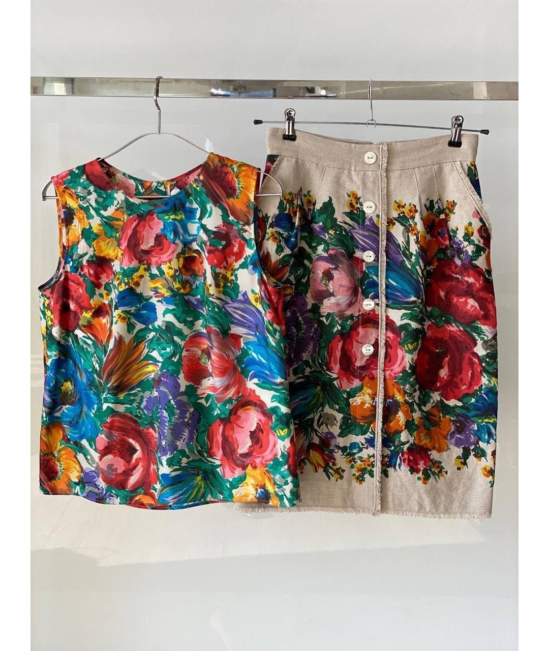 DOLCE&GABBANA Мульти шелковый костюм с юбками, фото 7