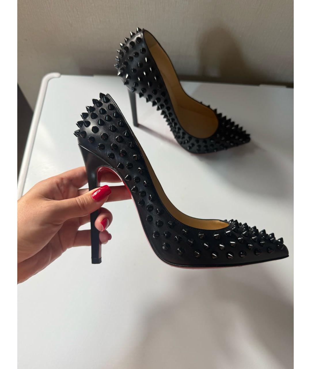CHRISTIAN LOUBOUTIN Черные кожаные туфли, фото 4