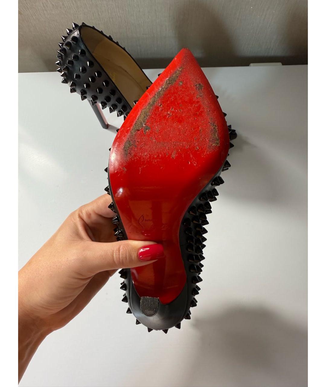 CHRISTIAN LOUBOUTIN Черные кожаные туфли, фото 5