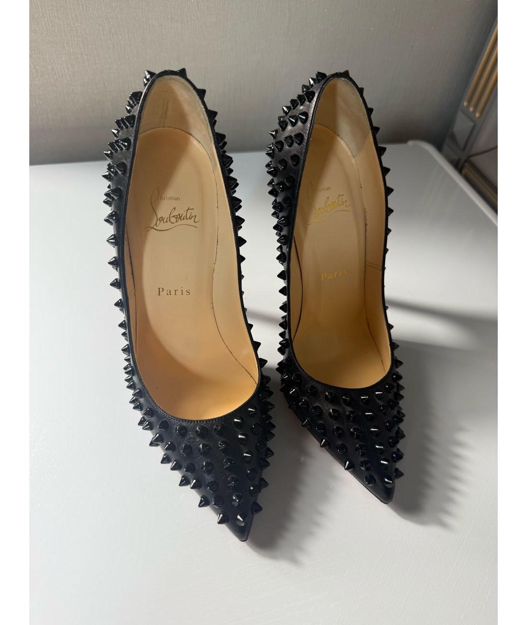 CHRISTIAN LOUBOUTIN Черные кожаные туфли, фото 3