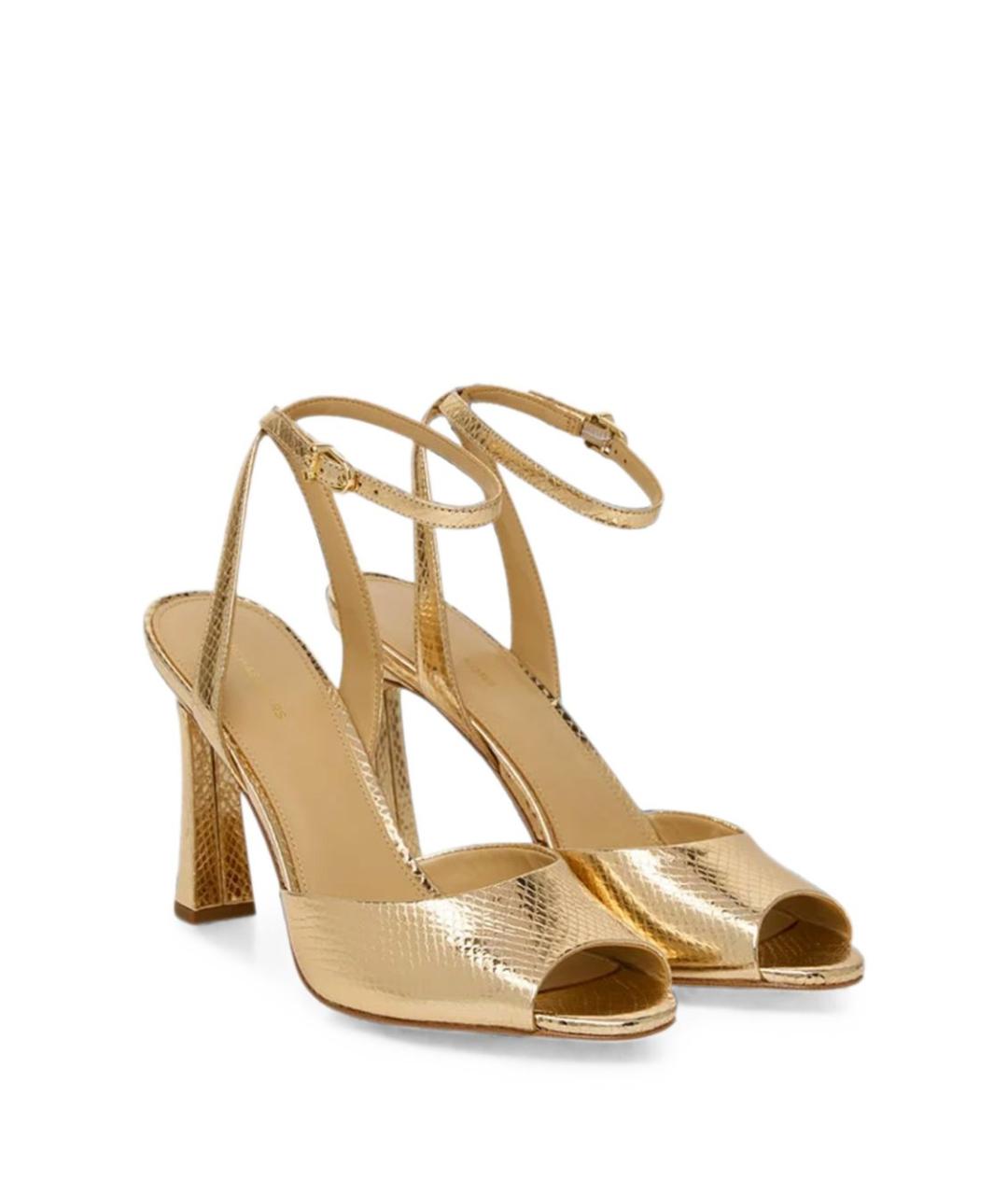 MICHAEL KORS Золотые кожаные босоножки, фото 3