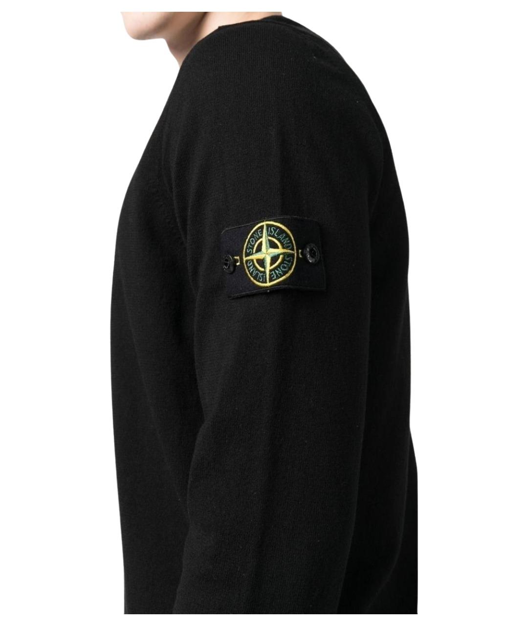 STONE ISLAND Черный хлопковый джемпер / свитер, фото 4