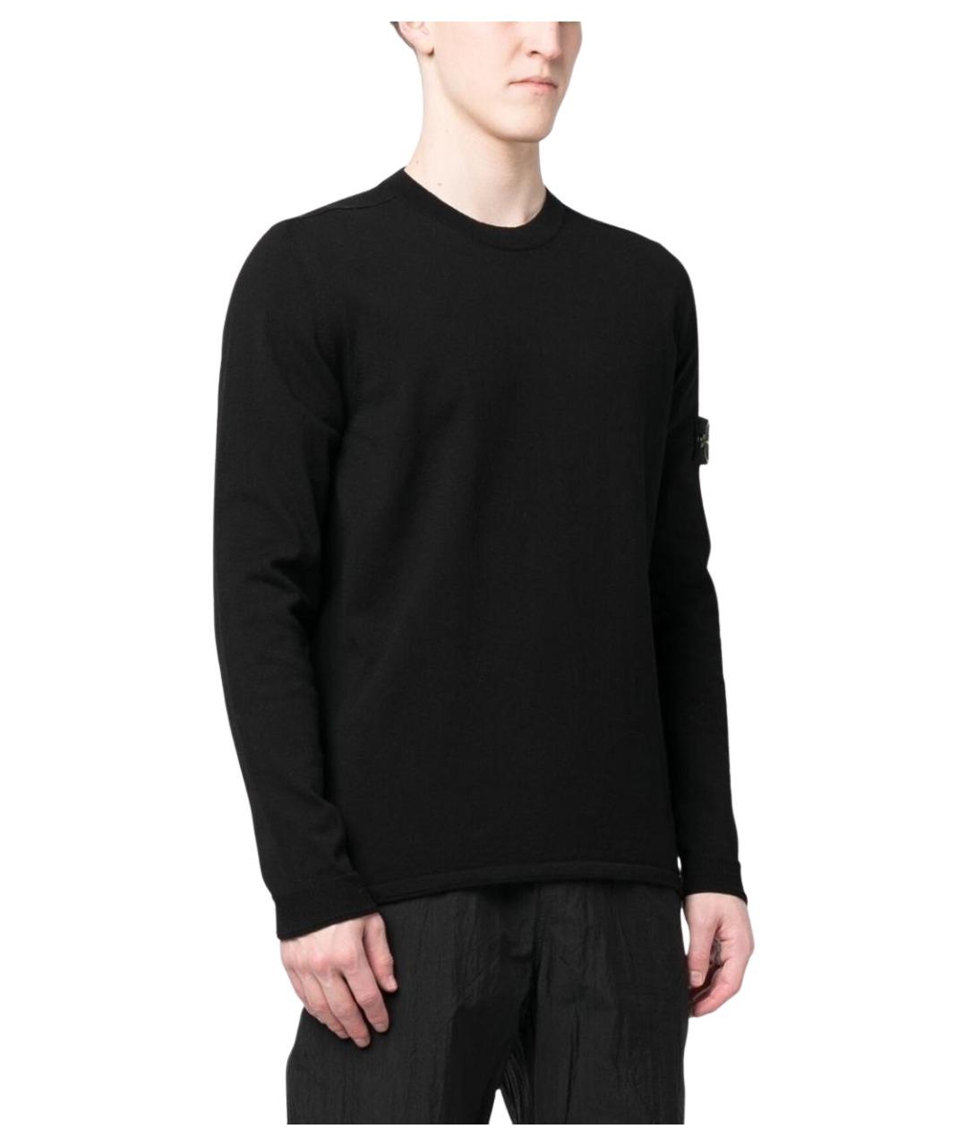 STONE ISLAND Черный хлопковый джемпер / свитер, фото 2