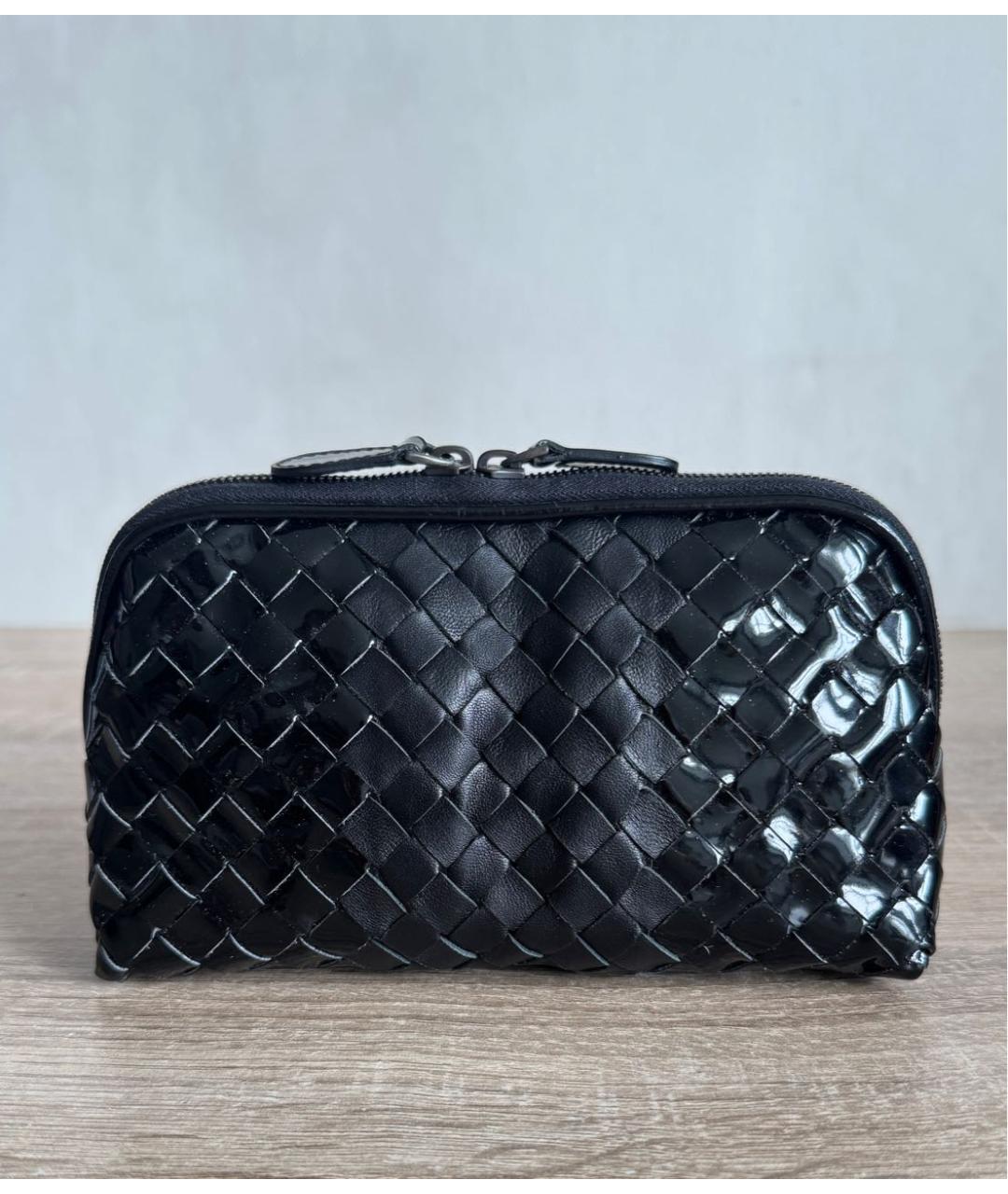 BOTTEGA VENETA Черная кожаная косметичка, фото 9