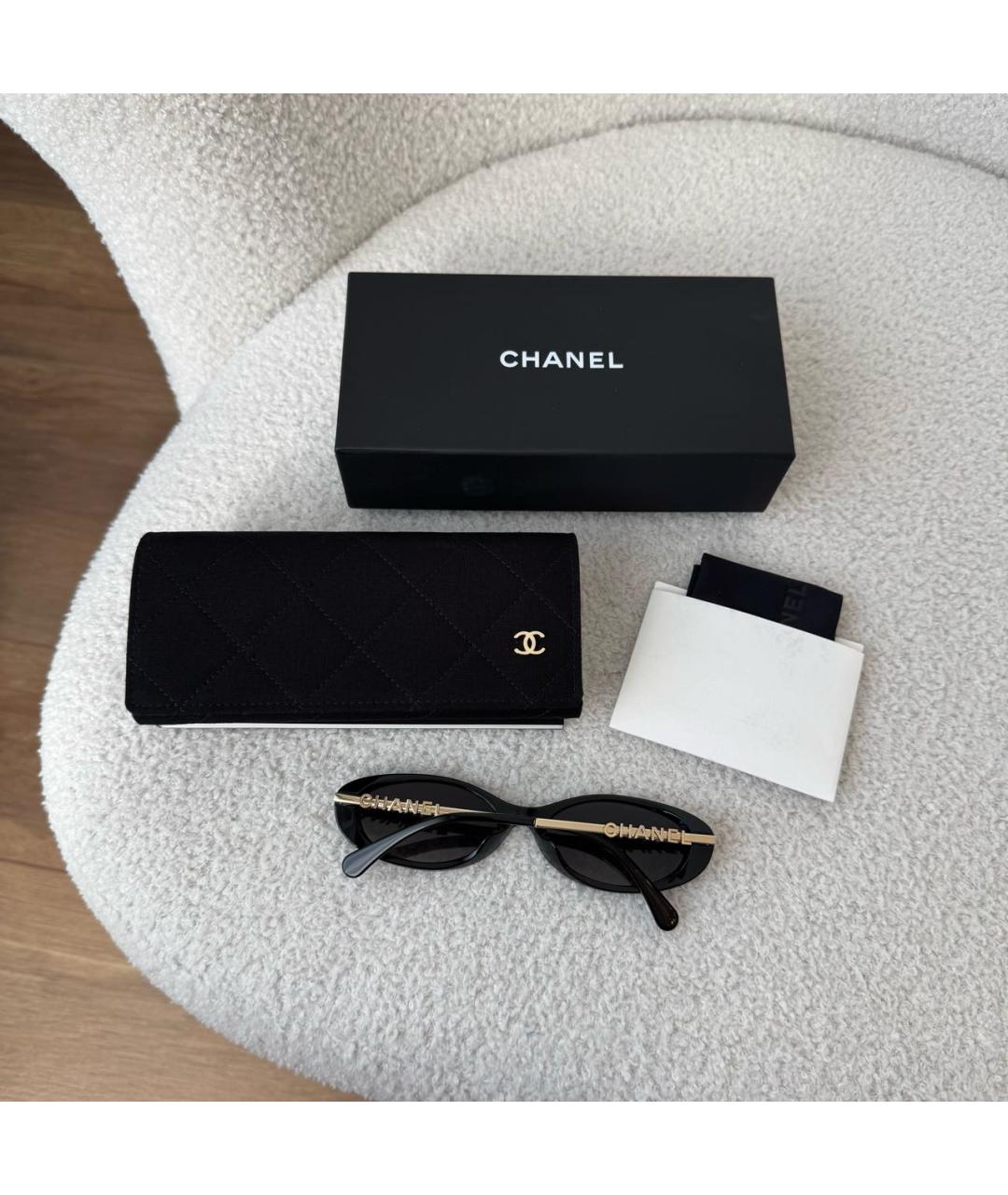 CHANEL Золотые металлические солнцезащитные очки, фото 8
