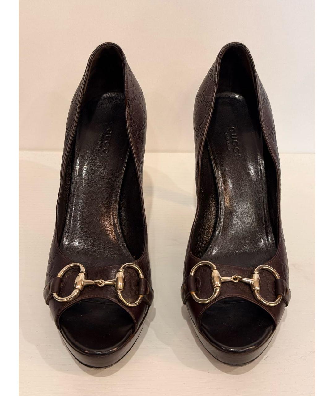 GUCCI Коричневые кожаные туфли, фото 2
