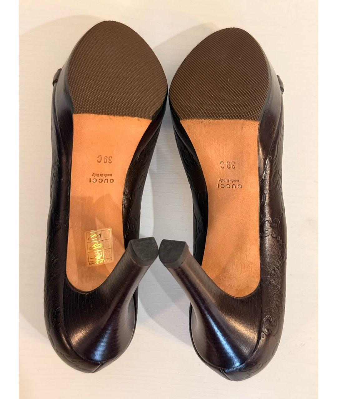 GUCCI Коричневые кожаные туфли, фото 5