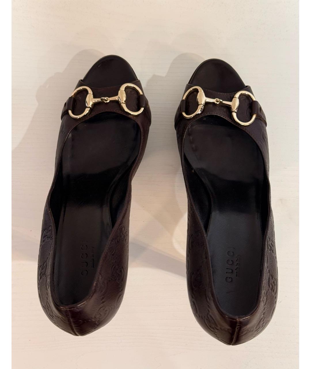 GUCCI Коричневые кожаные туфли, фото 3
