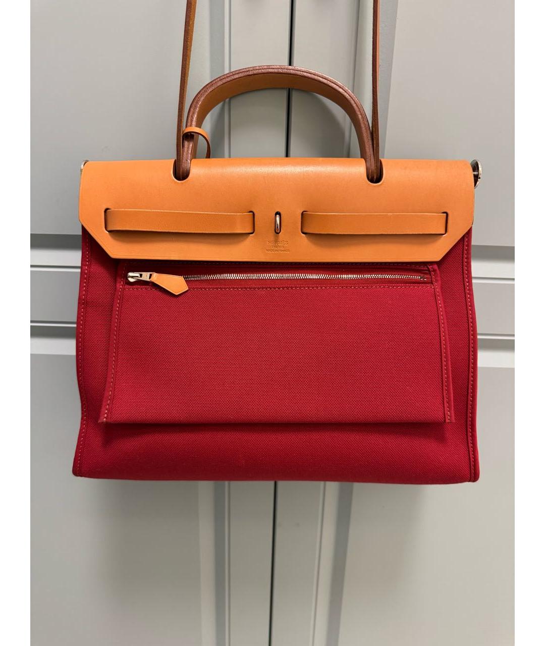 HERMES Красная тканевая сумка через плечо, фото 2