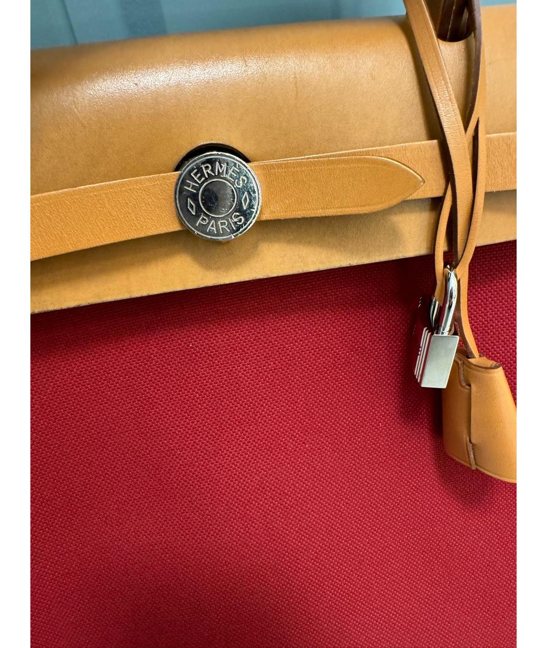 HERMES Красная тканевая сумка через плечо, фото 5