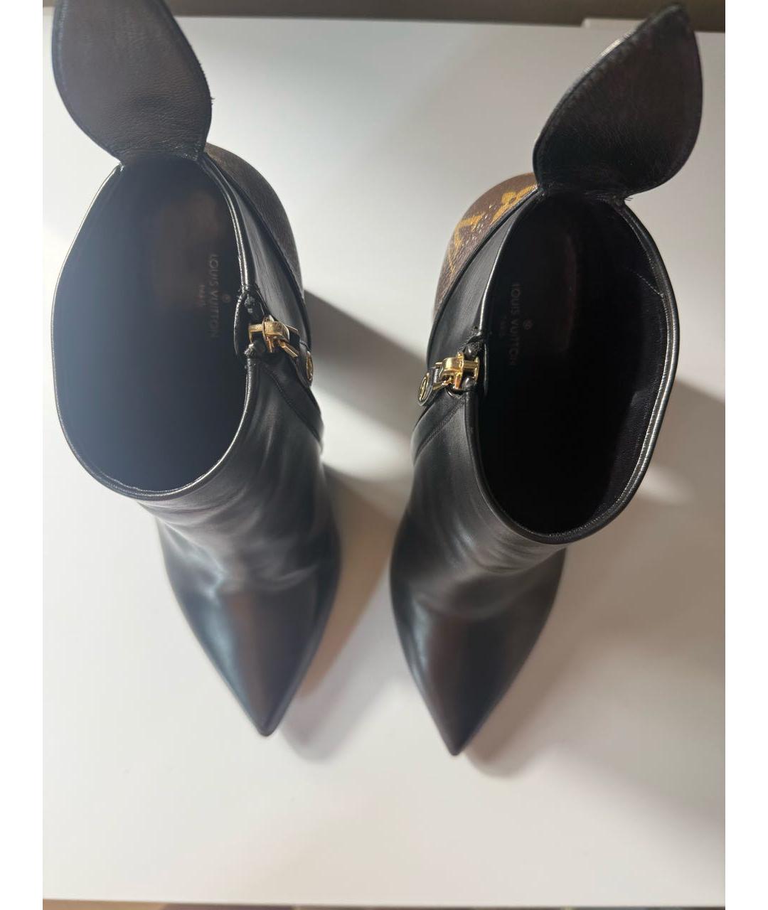 LOUIS VUITTON Черные кожаные ботильоны, фото 3