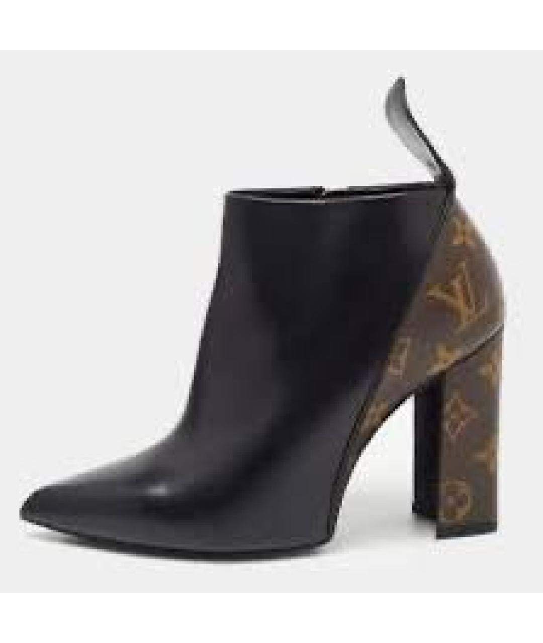 LOUIS VUITTON Черные кожаные ботильоны, фото 2