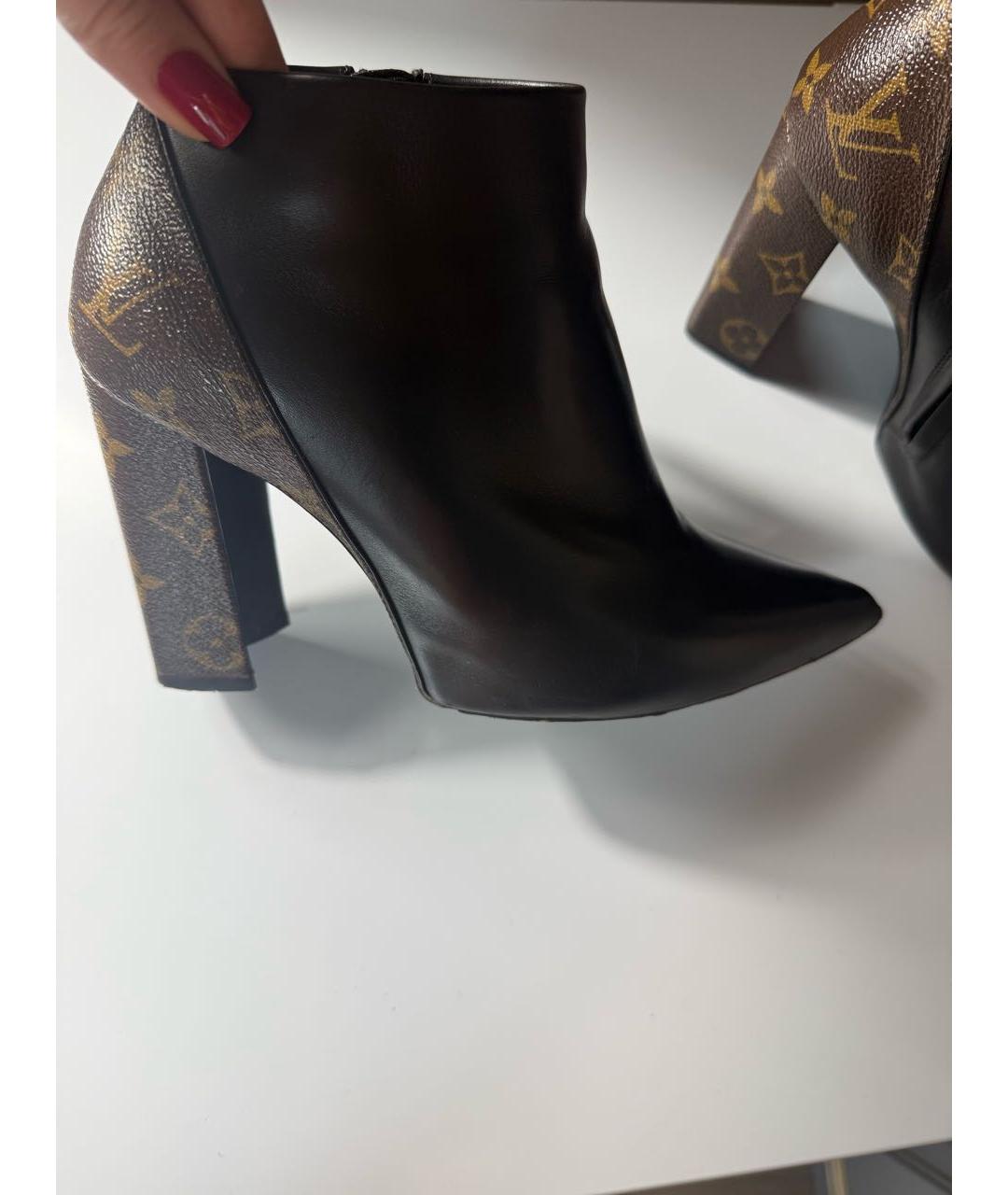 LOUIS VUITTON Черные кожаные ботильоны, фото 6