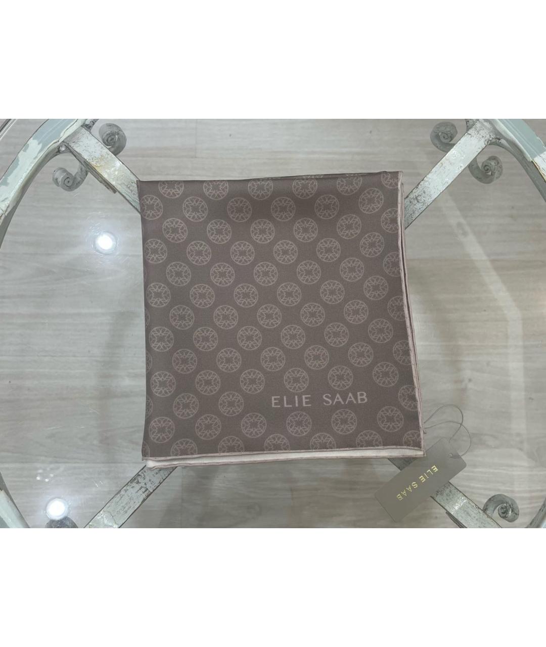 ELIE SAAB Бежевый шелковый платок, фото 5