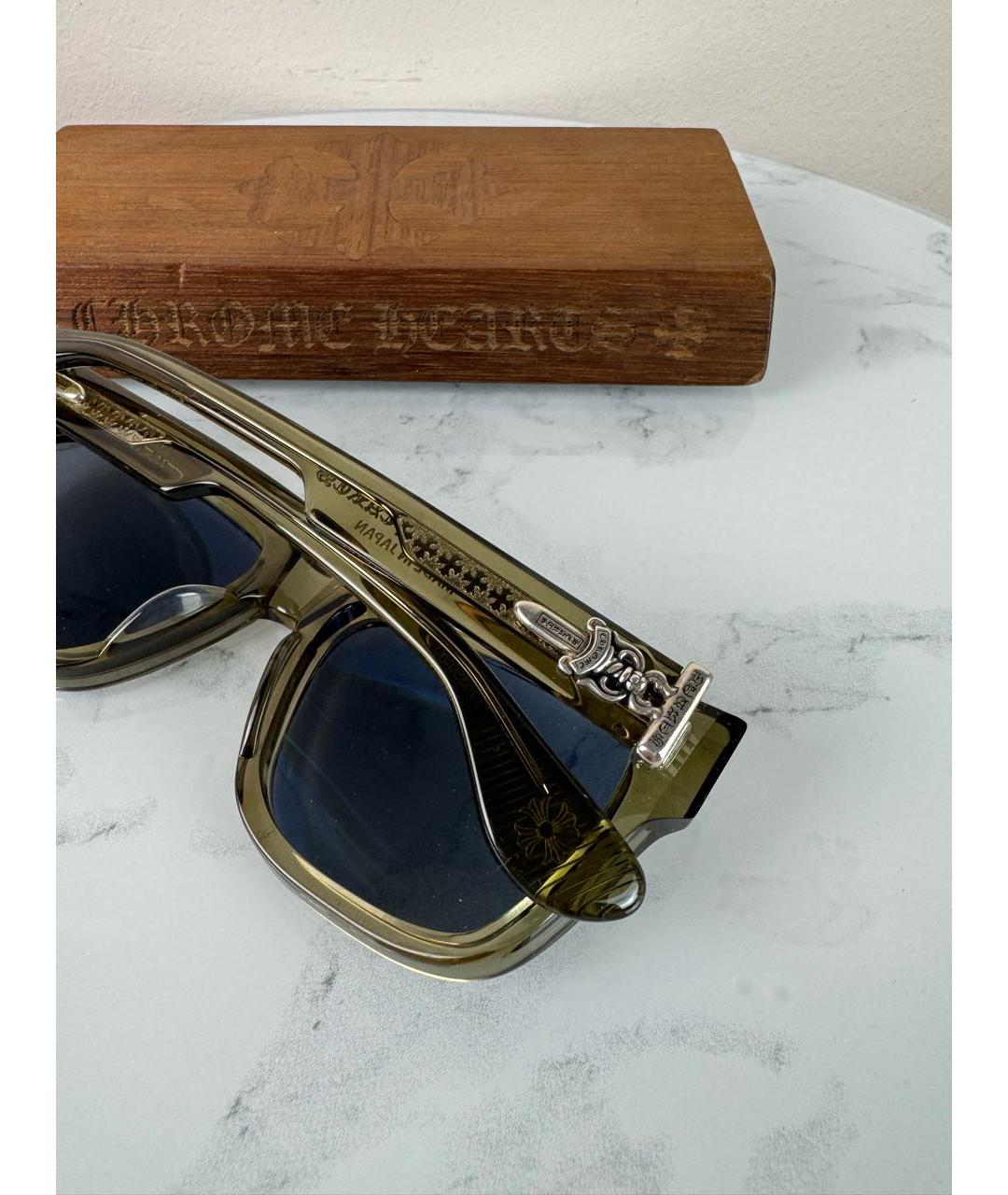 CHROME HEARTS Хаки пластиковые солнцезащитные очки, фото 4
