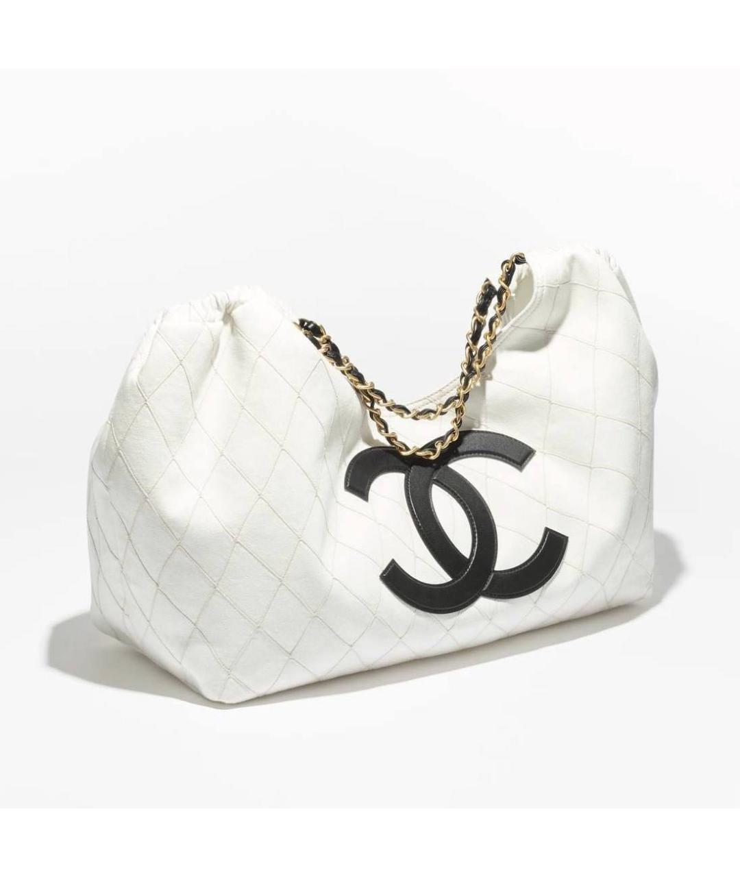 CHANEL Белая деним сумка тоут, фото 7