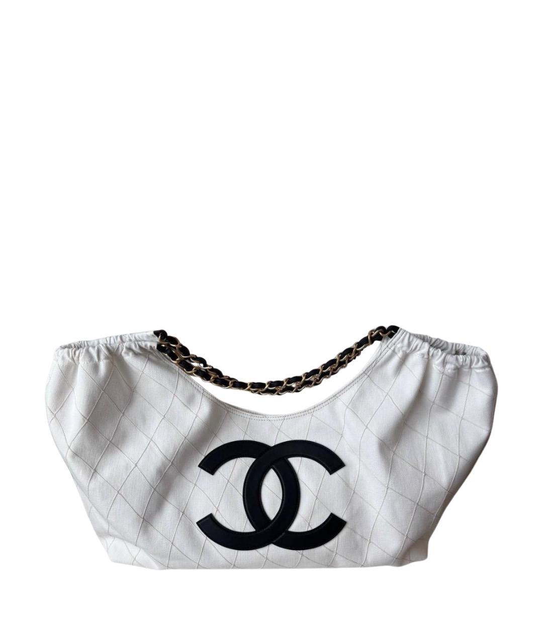 CHANEL Белая деним сумка тоут, фото 1