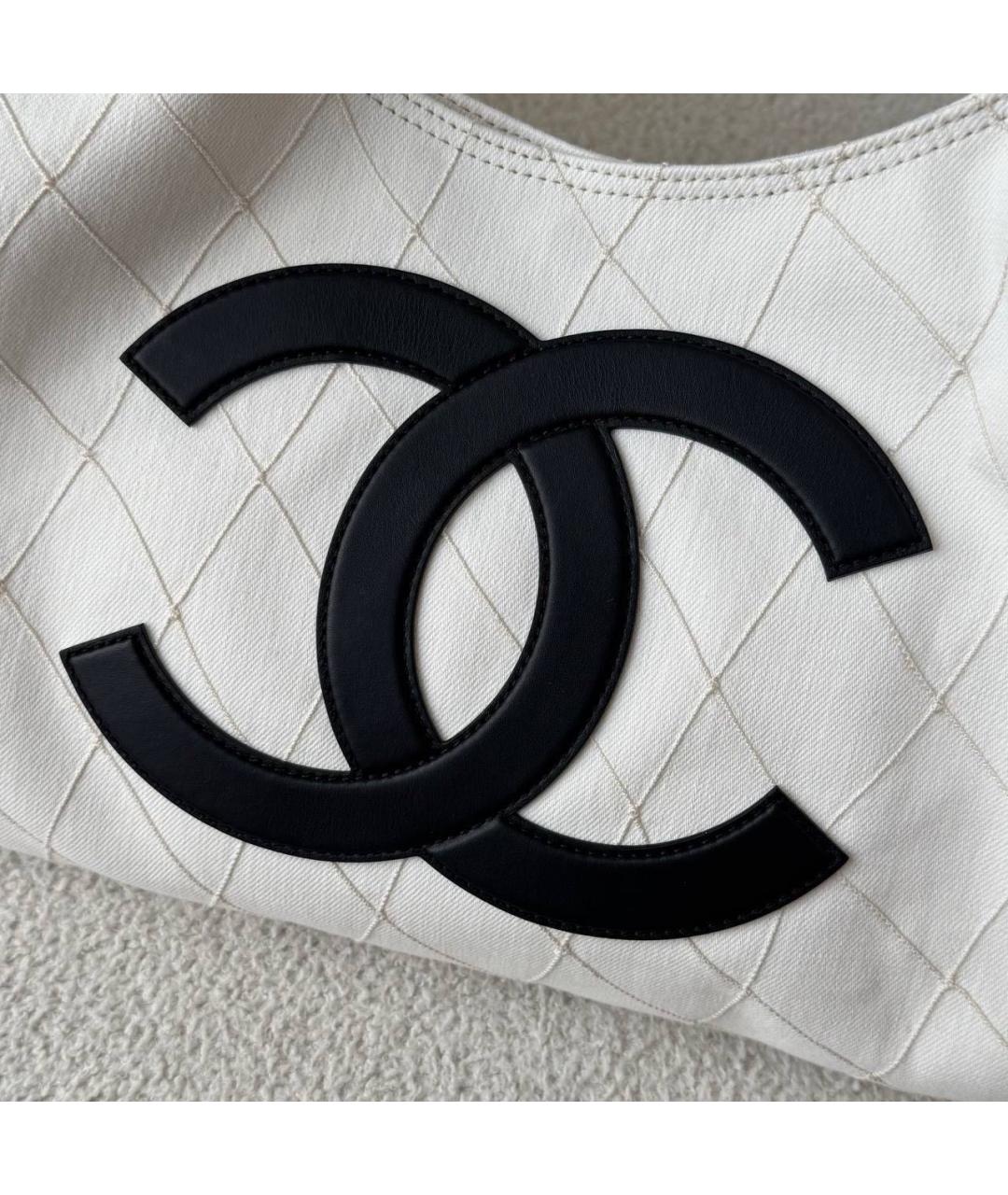 CHANEL Белая деним сумка тоут, фото 4
