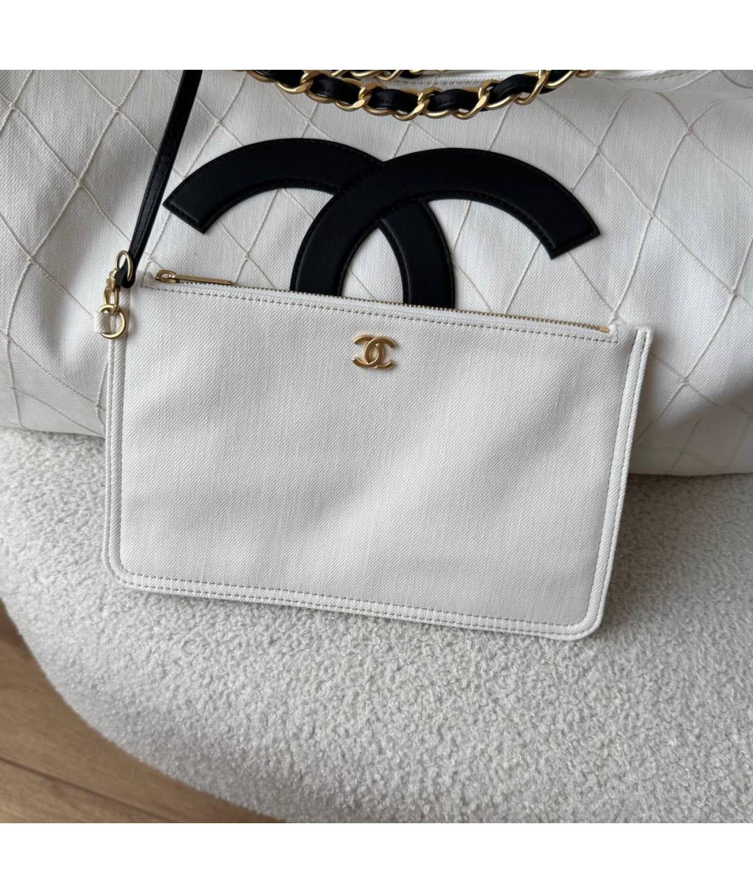 CHANEL Белая деним сумка тоут, фото 3