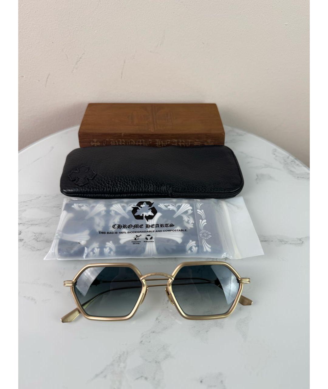 CHROME HEARTS Золотые металлические солнцезащитные очки, фото 2