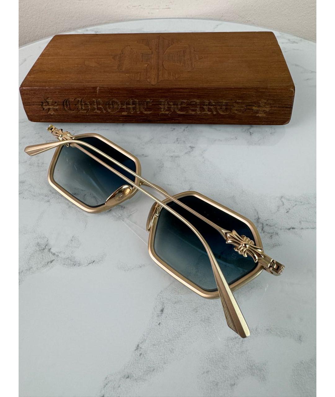 CHROME HEARTS Золотые металлические солнцезащитные очки, фото 4