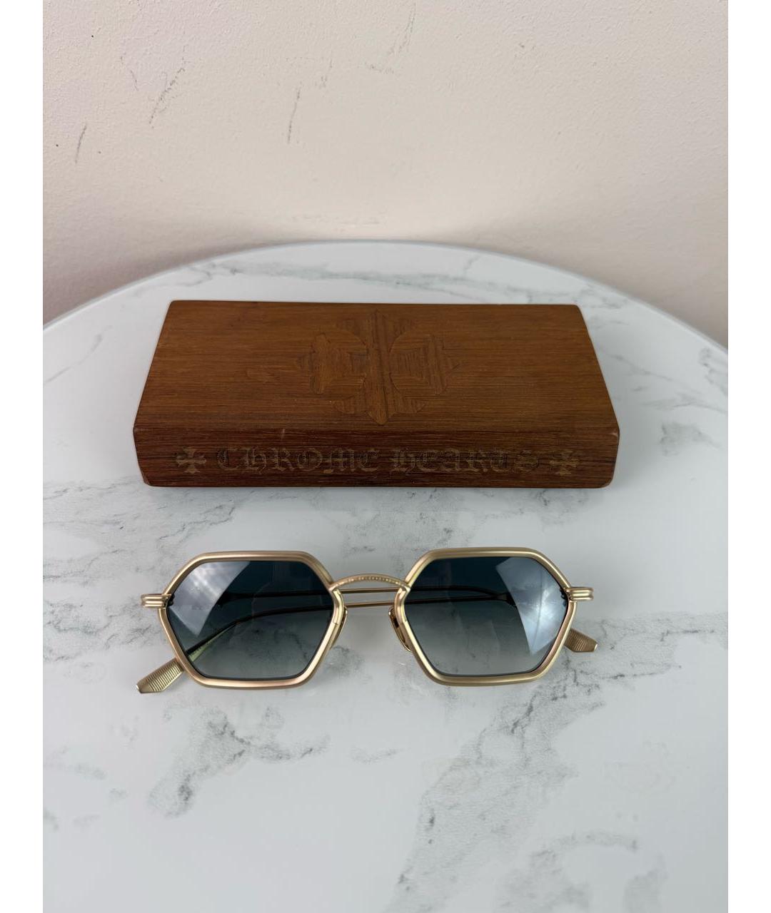 CHROME HEARTS Золотые металлические солнцезащитные очки, фото 8