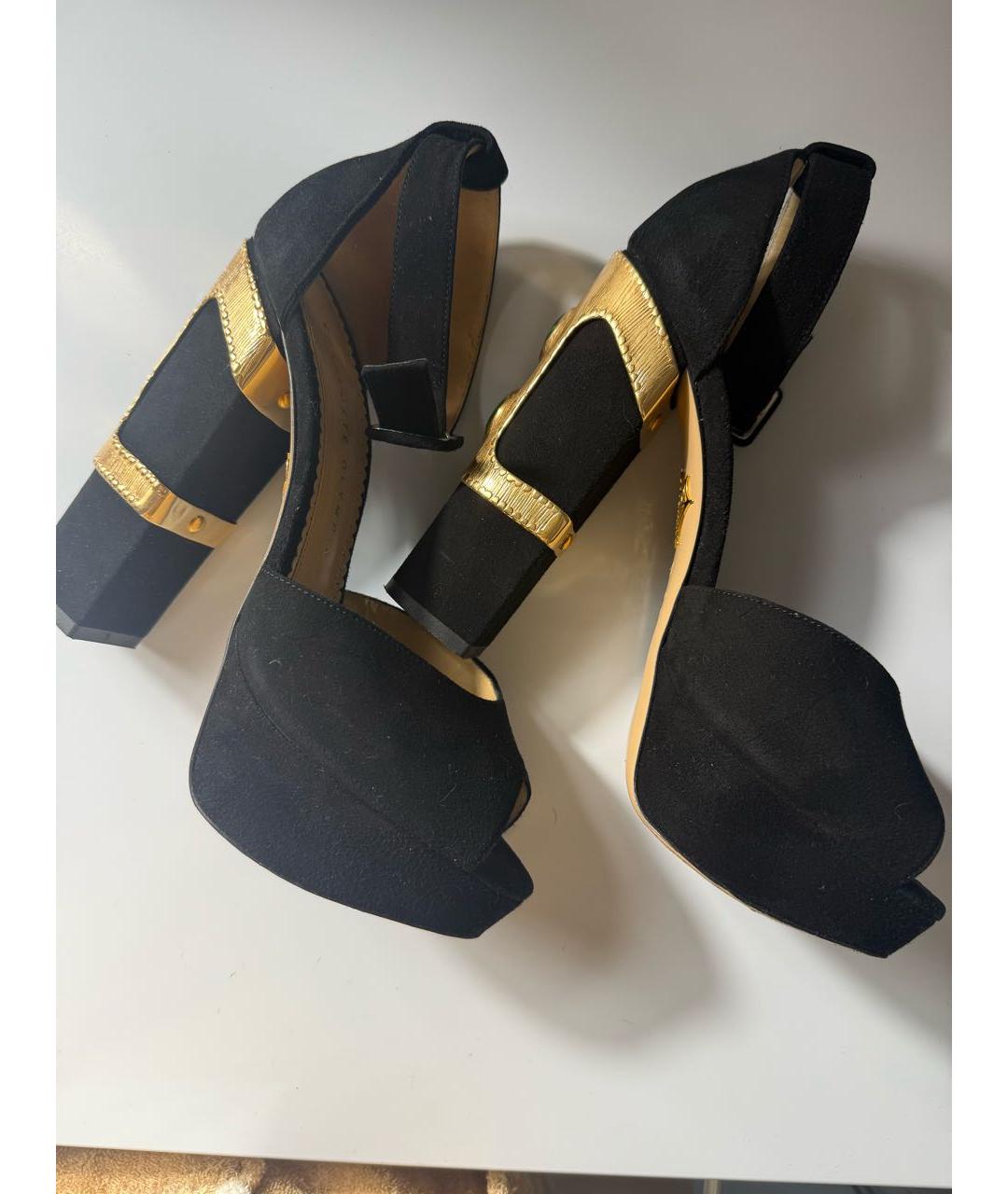 CHARLOTTE OLYMPIA Черные замшевые босоножки, фото 5