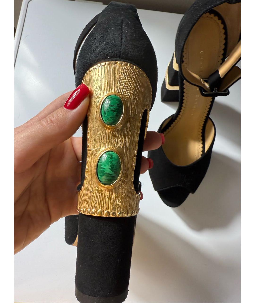 CHARLOTTE OLYMPIA Черные замшевые босоножки, фото 4