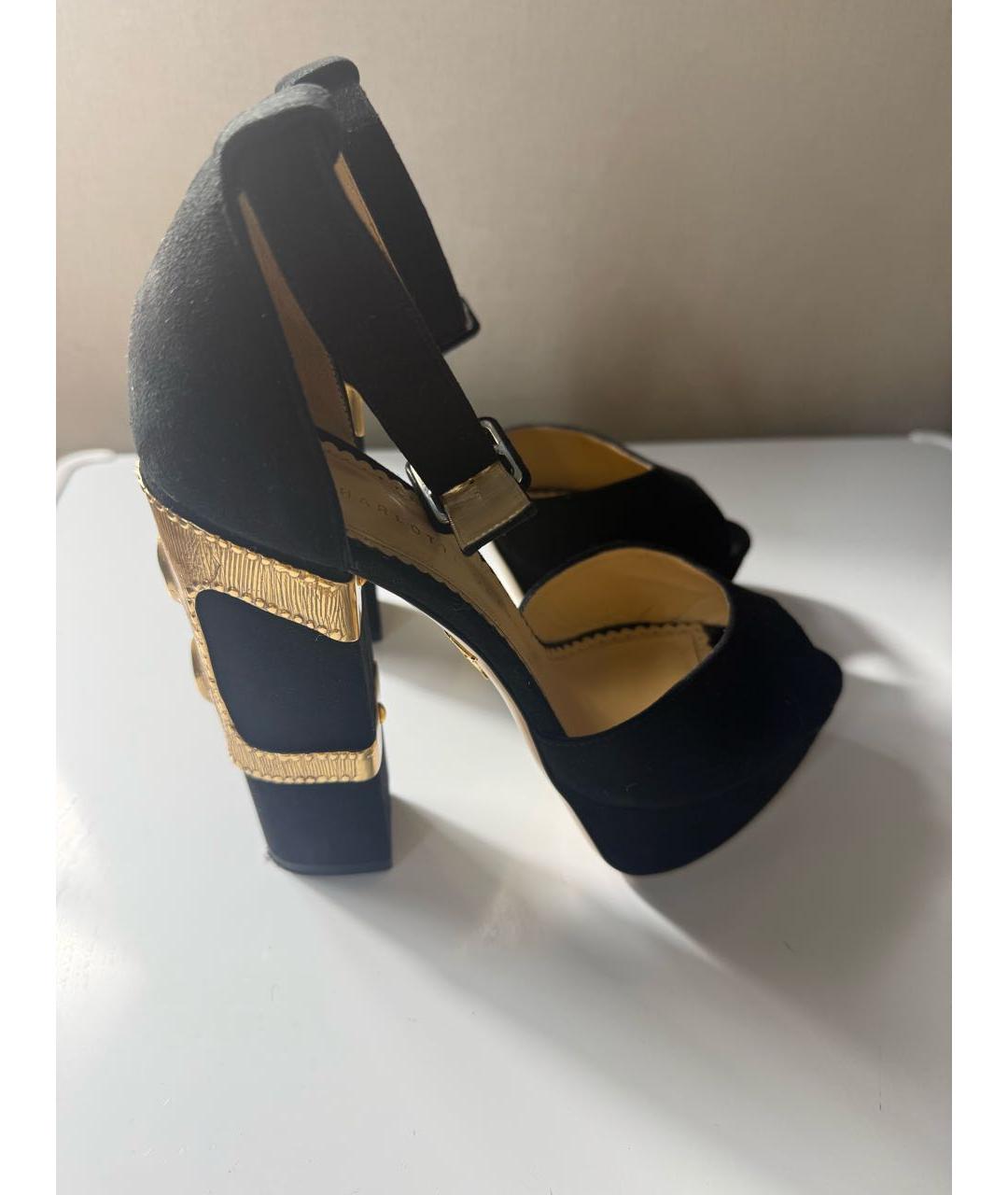 CHARLOTTE OLYMPIA Черные замшевые босоножки, фото 2