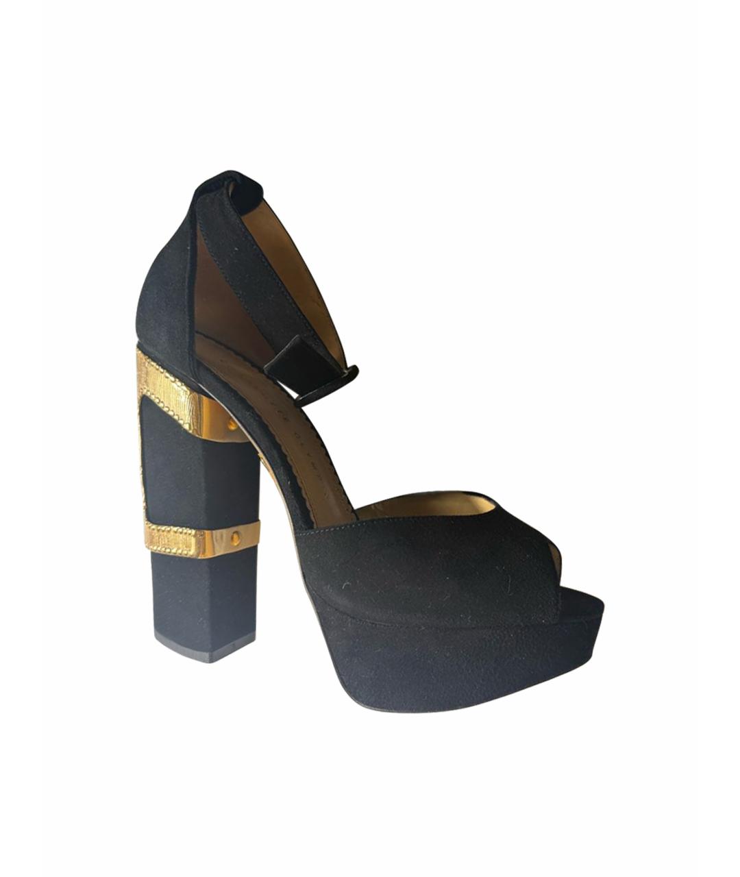 CHARLOTTE OLYMPIA Черные замшевые босоножки, фото 1
