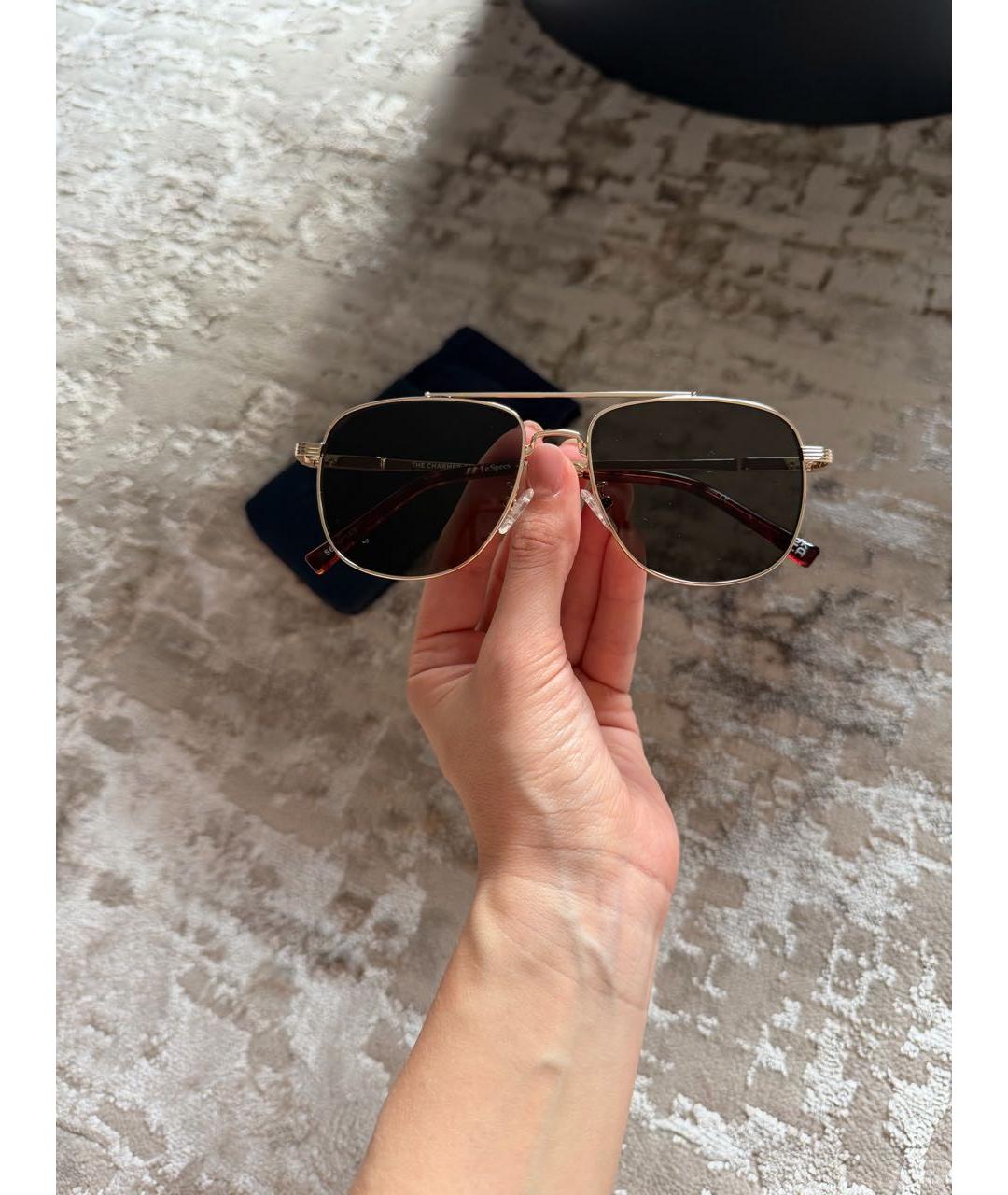 LE SPECS Золотые металлические солнцезащитные очки, фото 4