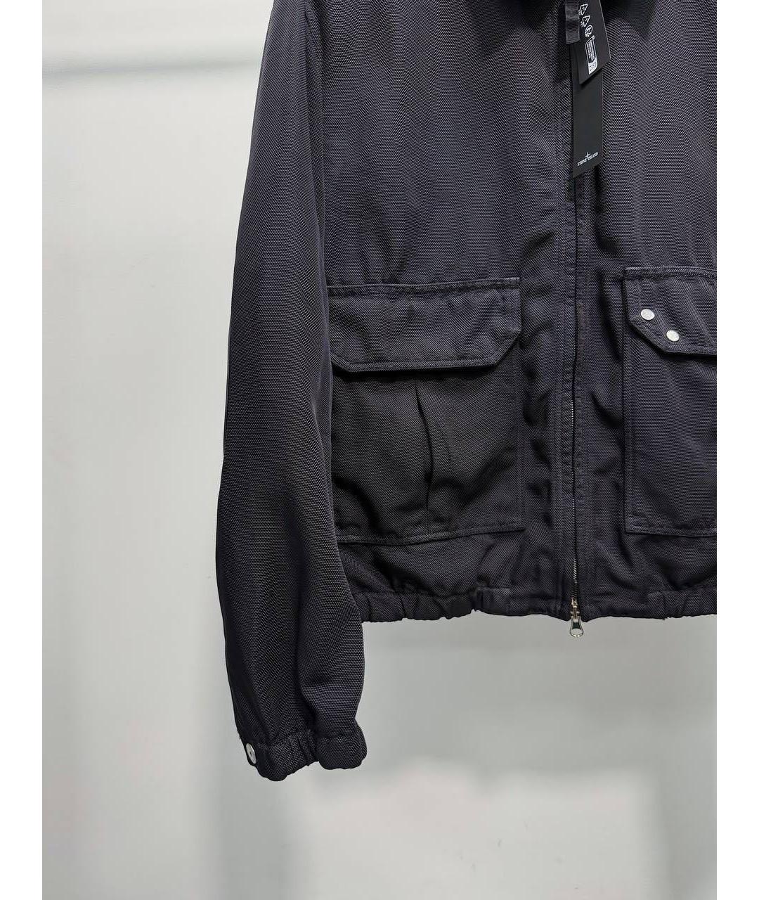 STONE ISLAND Темно-синяя синтетическая куртка, фото 4