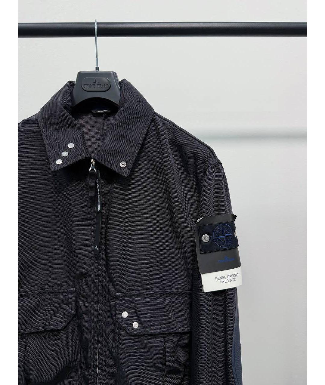 STONE ISLAND Темно-синяя синтетическая куртка, фото 2