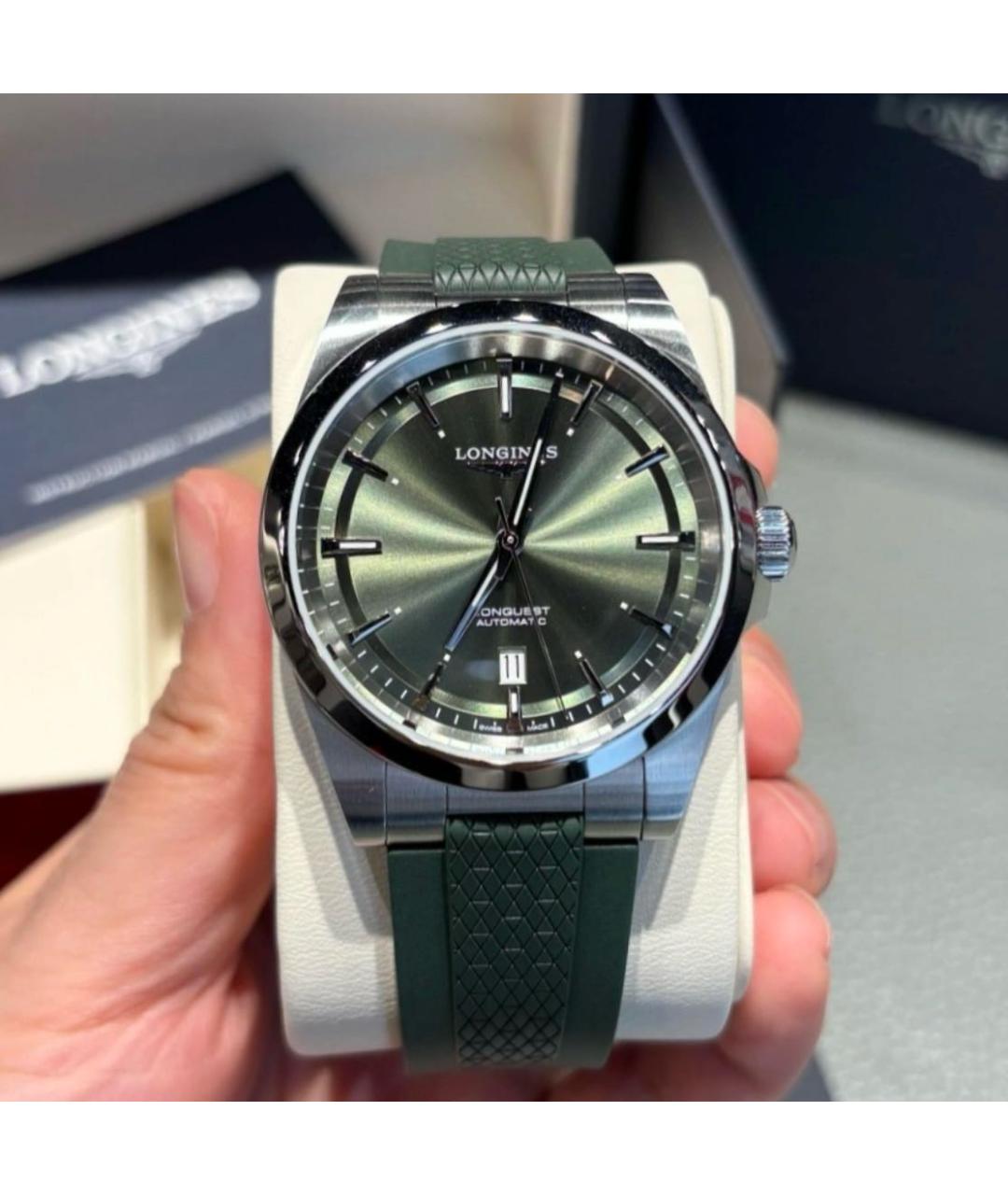 LONGINES Зеленые стальные часы, фото 5
