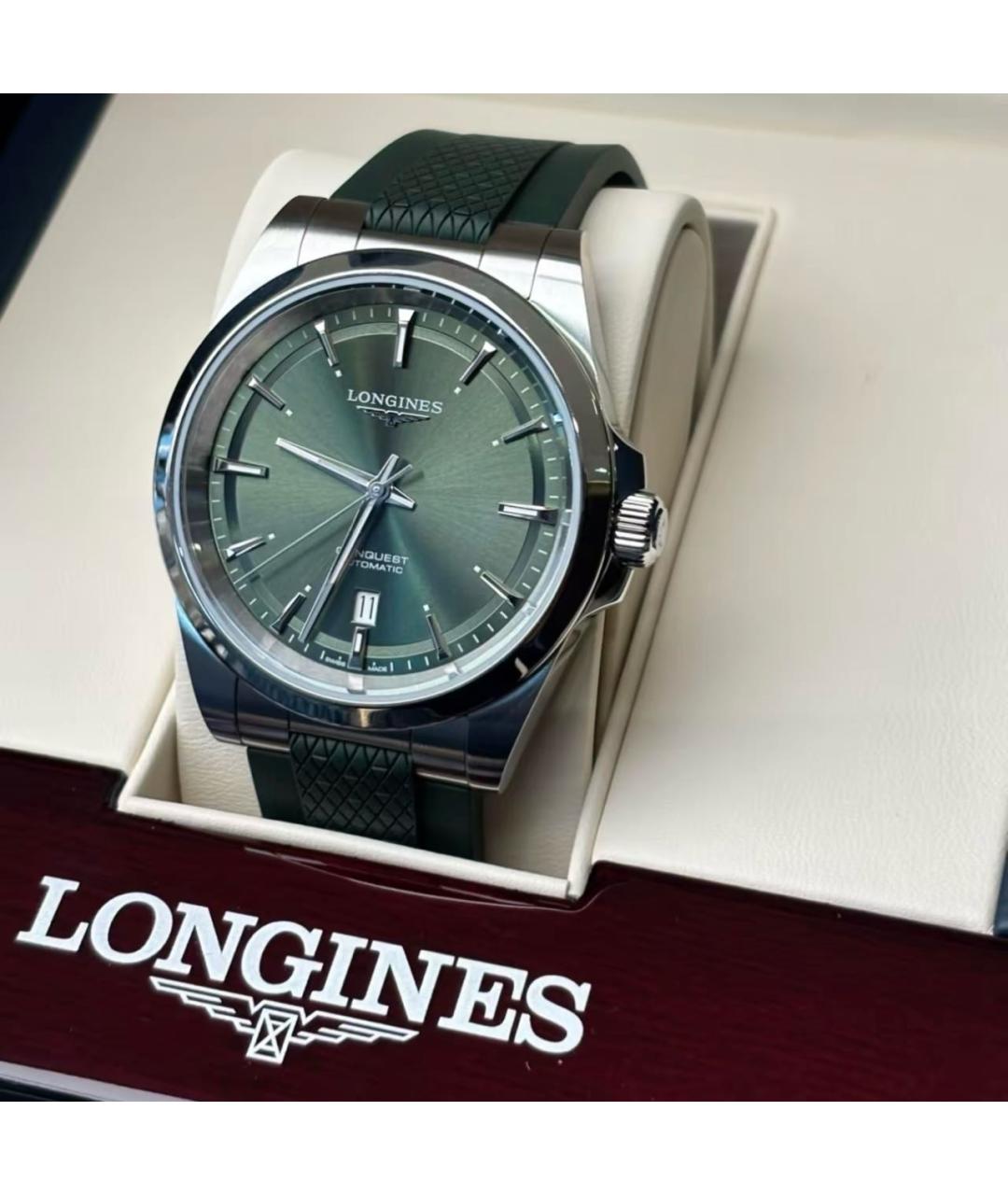 LONGINES Зеленые стальные часы, фото 6