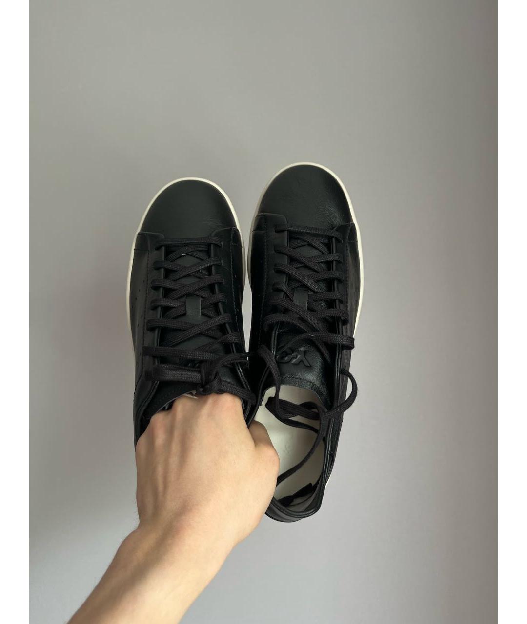 Y-3 Черные кожаные низкие кроссовки / кеды, фото 3