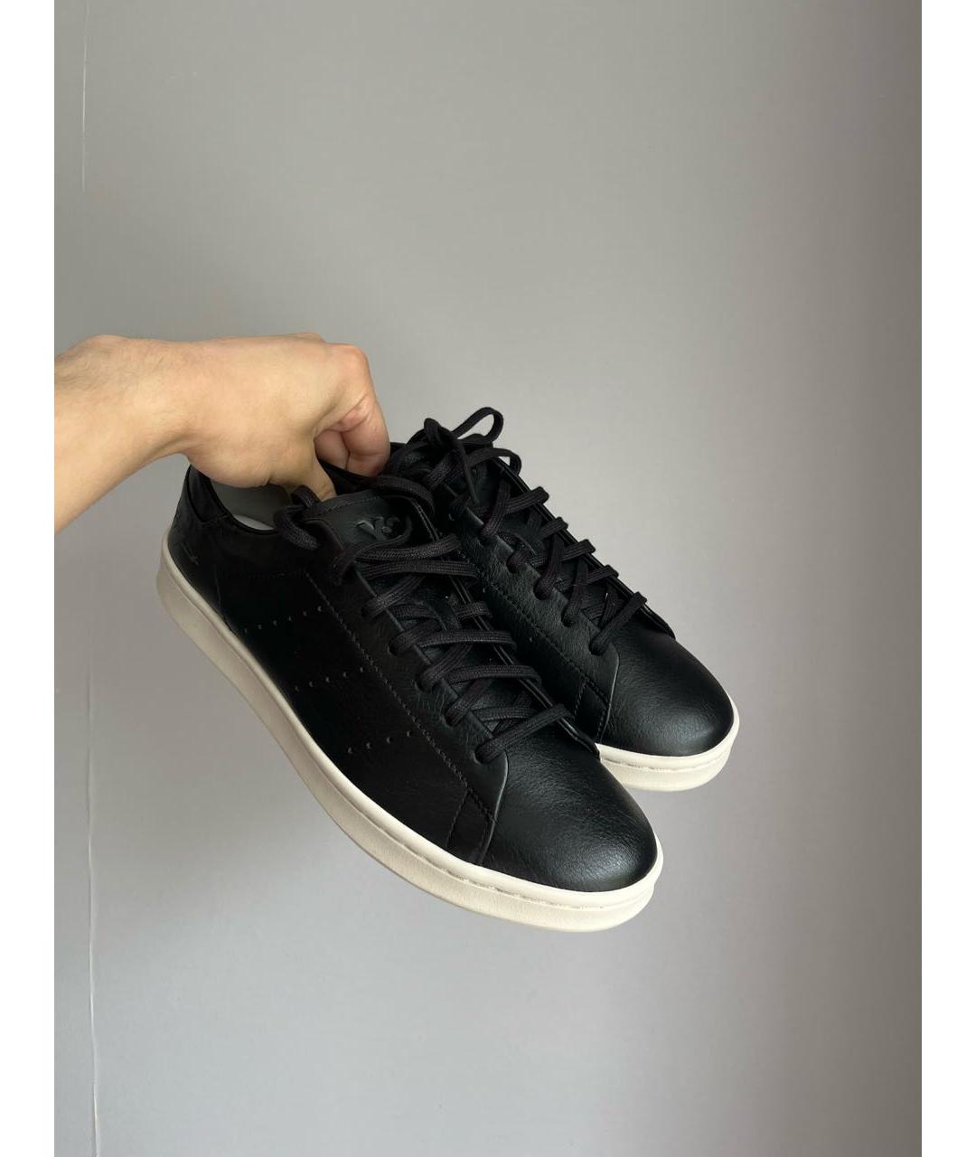 Y-3 Черные кожаные низкие кроссовки / кеды, фото 2