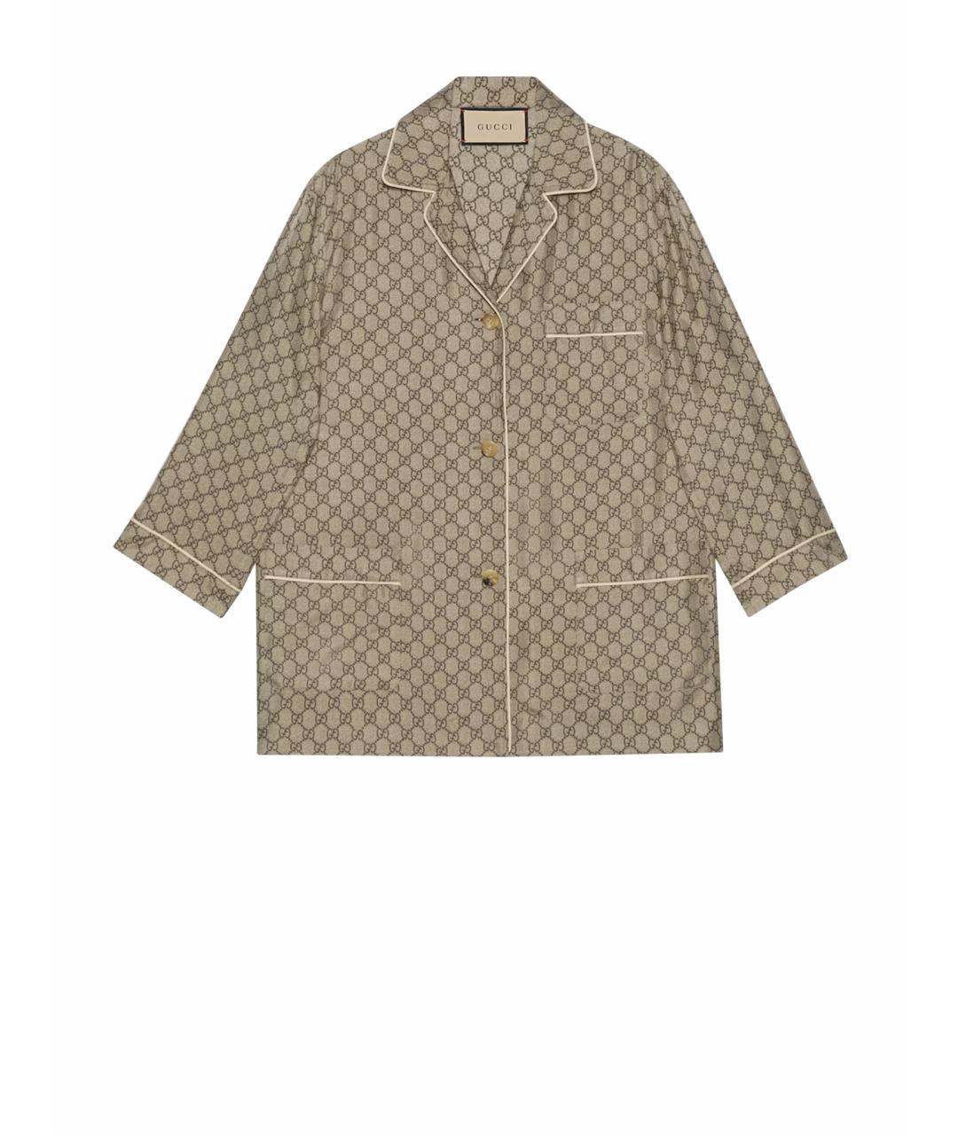GUCCI Коричневый шелковый костюм с брюками, фото 1