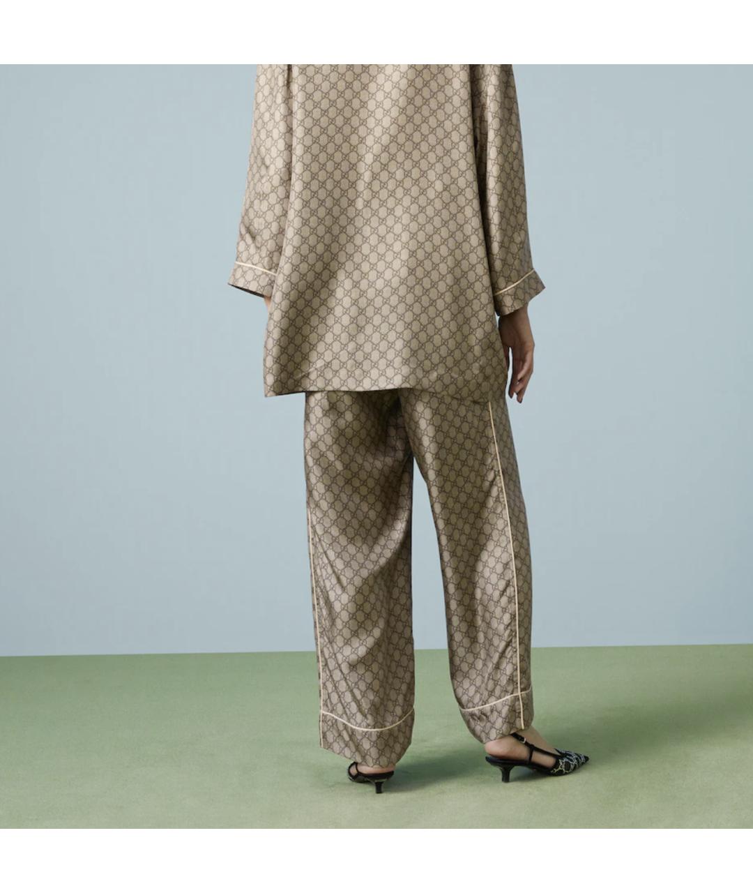 GUCCI Коричневый шелковый костюм с брюками, фото 5