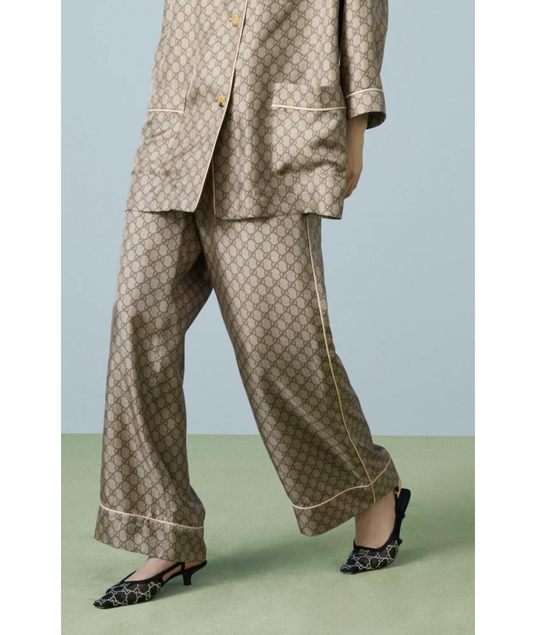 GUCCI Коричневый шелковый костюм с брюками, фото 4