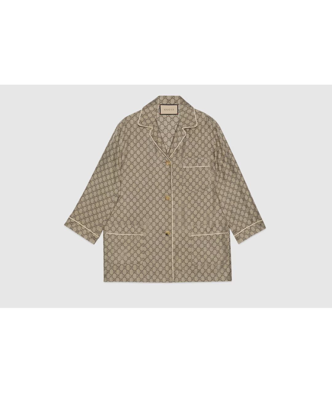 GUCCI Коричневый шелковый костюм с брюками, фото 6