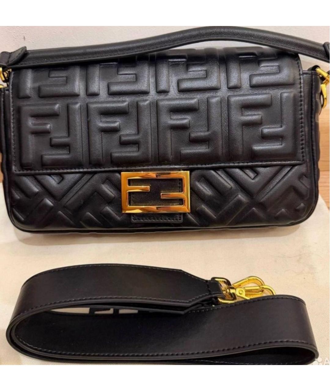 FENDI Черная кожаная сумка через плечо, фото 8
