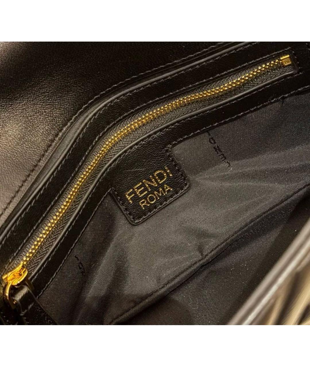 FENDI Черная кожаная сумка через плечо, фото 6