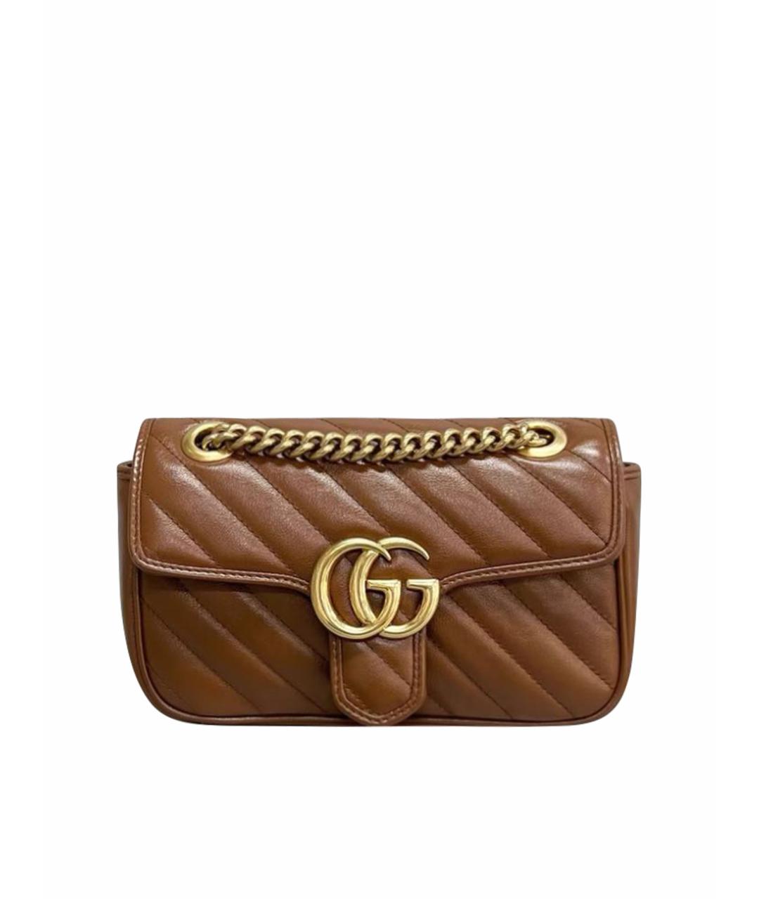 GUCCI Коричневая кожаная сумка через плечо, фото 1