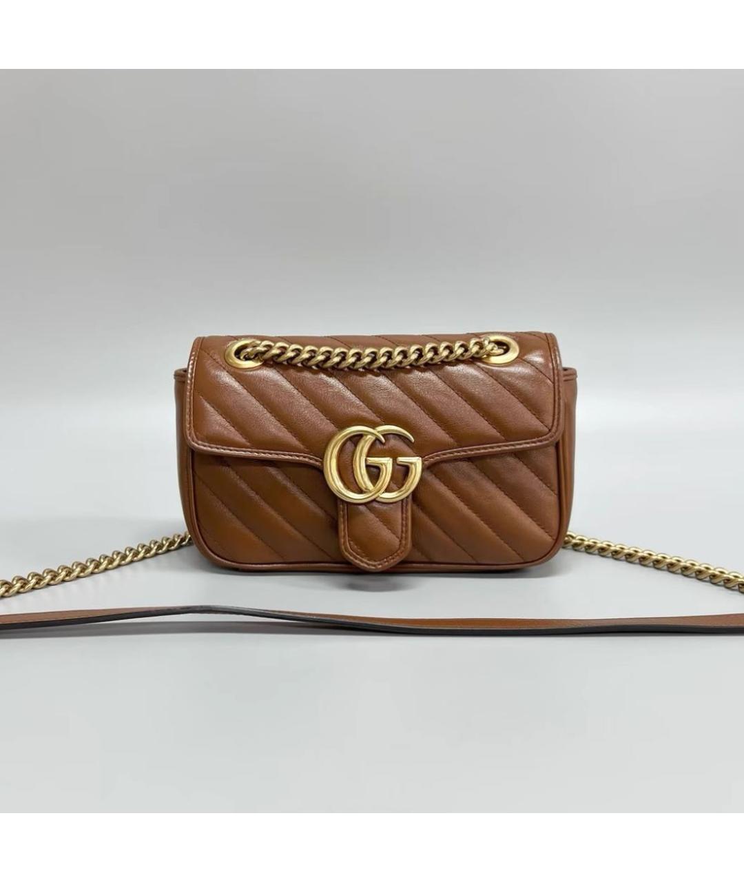 GUCCI Коричневая кожаная сумка через плечо, фото 7