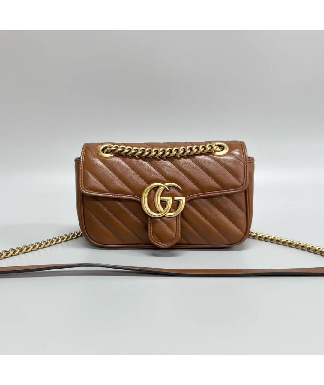 GUCCI Коричневая кожаная сумка через плечо, фото 2