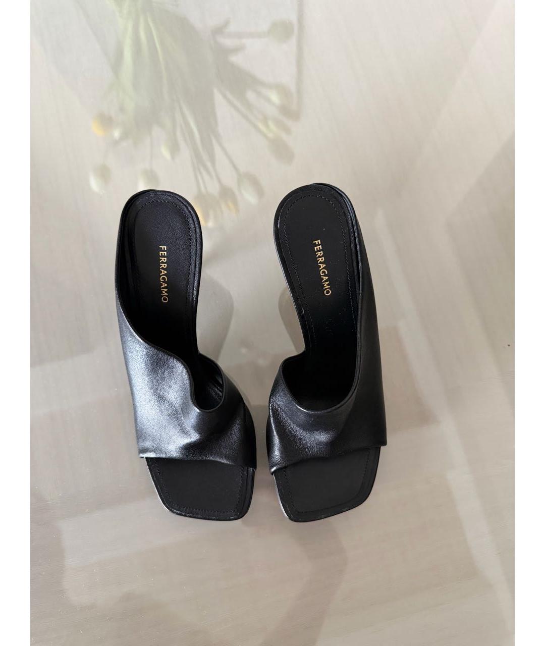 FERRAGAMO Черные кожаные мюли, фото 3