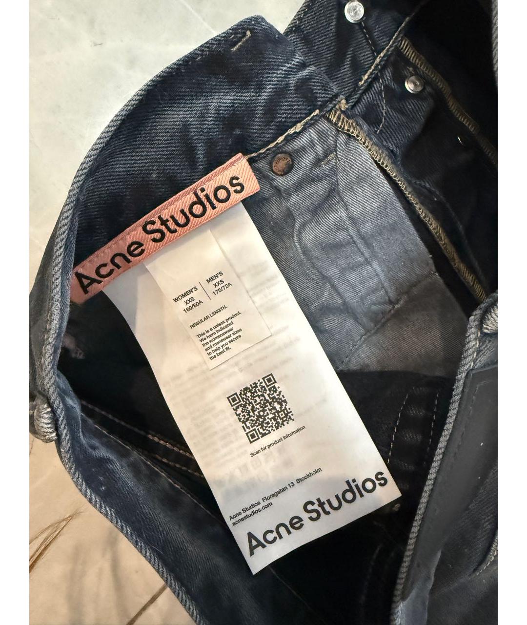 ACNE STUDIOS Антрацитовые хлопковые прямые джинсы, фото 6