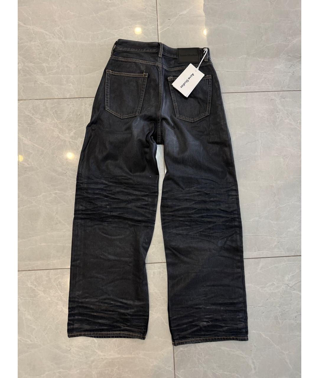 ACNE STUDIOS Антрацитовые хлопковые прямые джинсы, фото 3